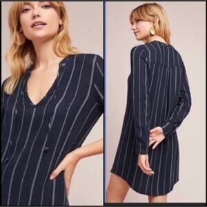 Cloth & Stone Vertical Stripe Long Sleeve Dress M